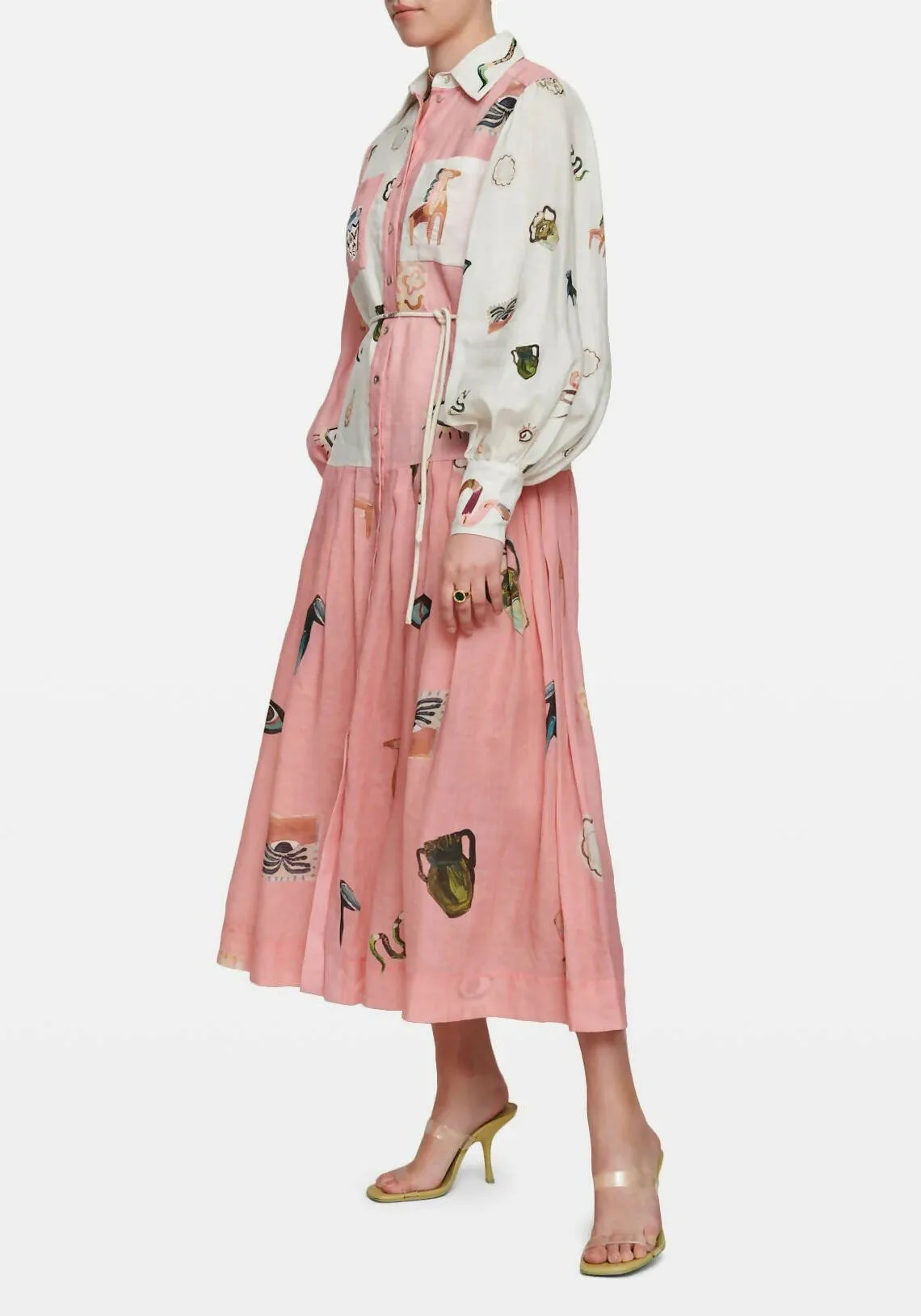 Alemais Cleo Patchwork Shirtdress in Pink