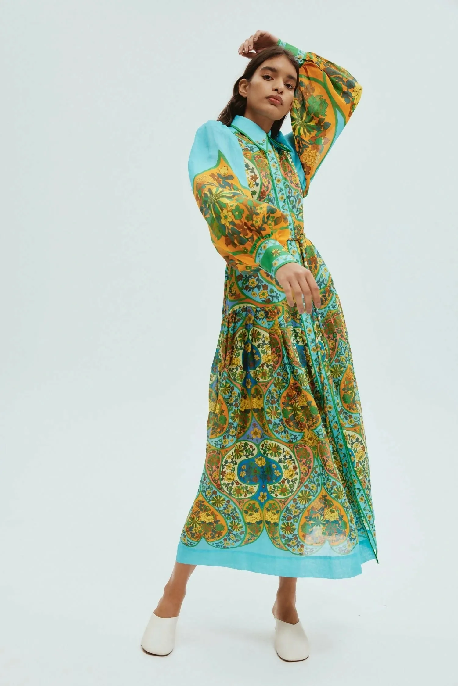 Alemais Sofie Midi Shirtdress Multi Floral Size 12 ,14 & 16