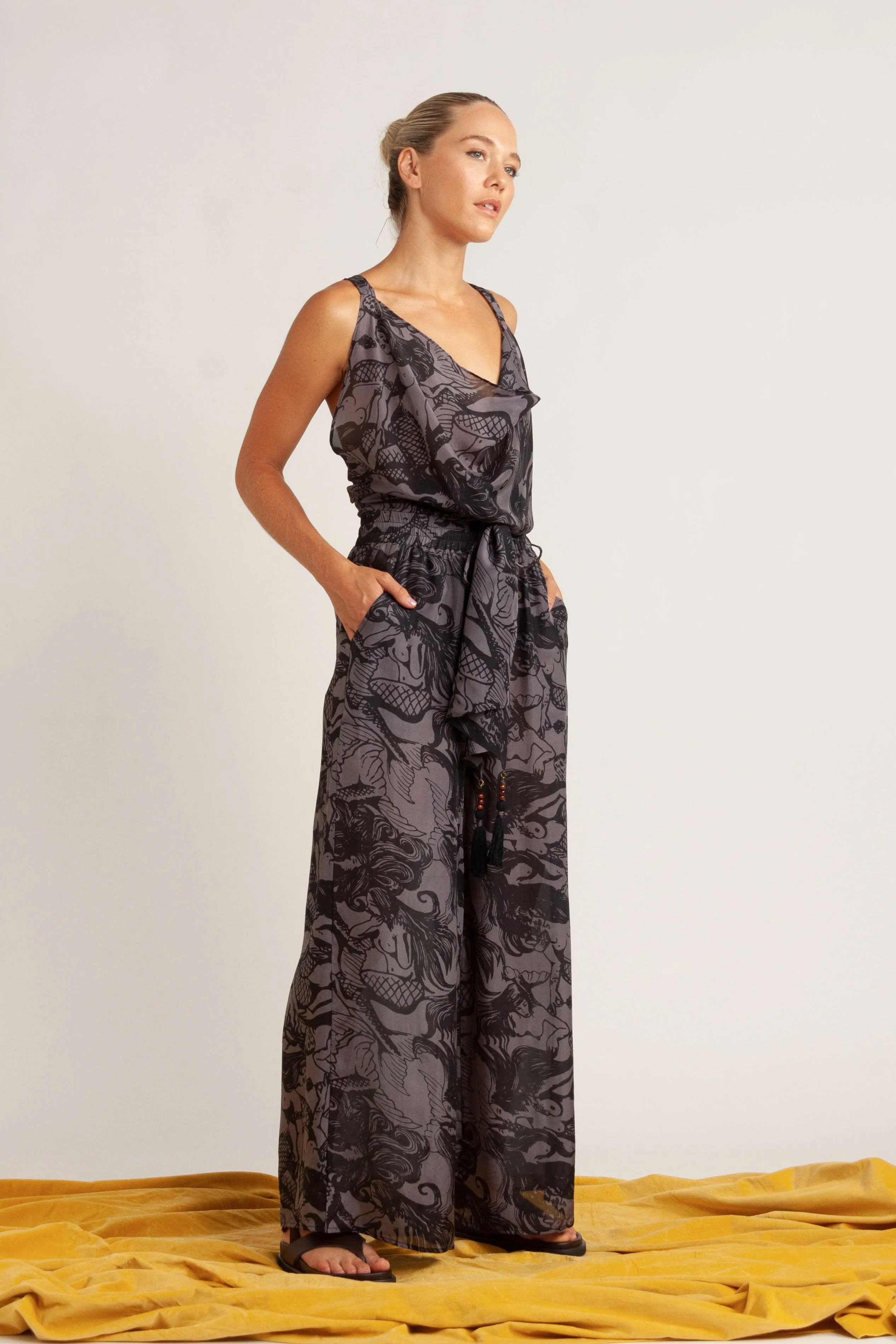 Callista Mermaid Print Silk Pant