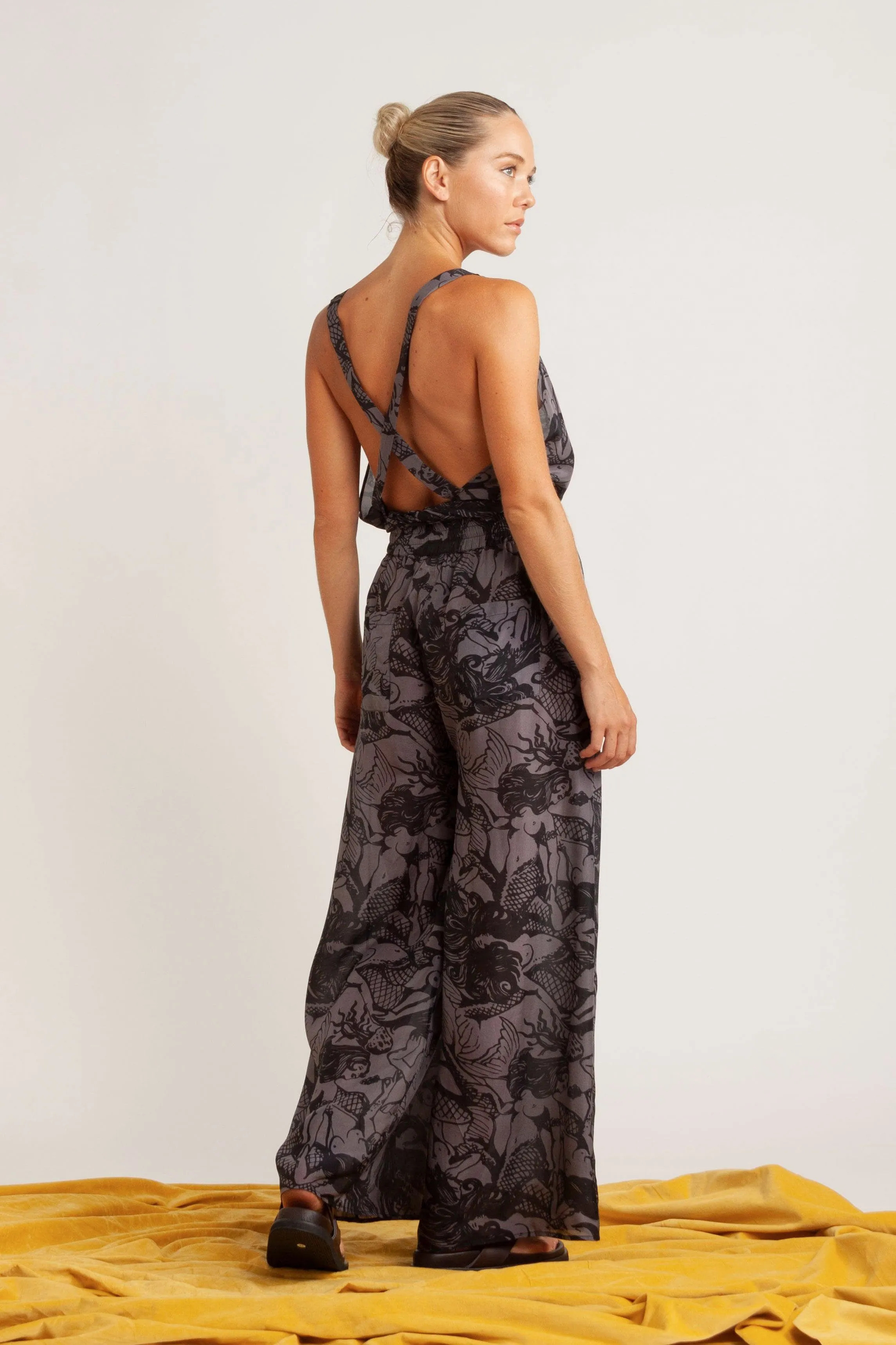 Callista Mermaid Print Silk Pant