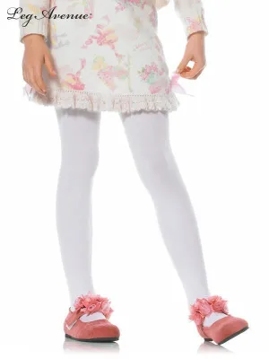 Girls Opaque White Tights - 7 - 10