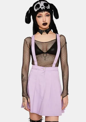 Lavender You've Been Schooled Overall Pleated Skirt