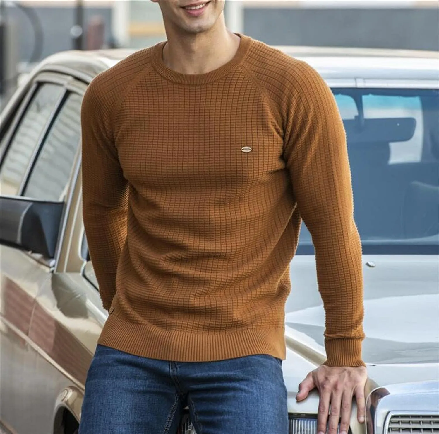 Men's Modern Patterned Knitted Jumper | Ideal for Autumn/Winter