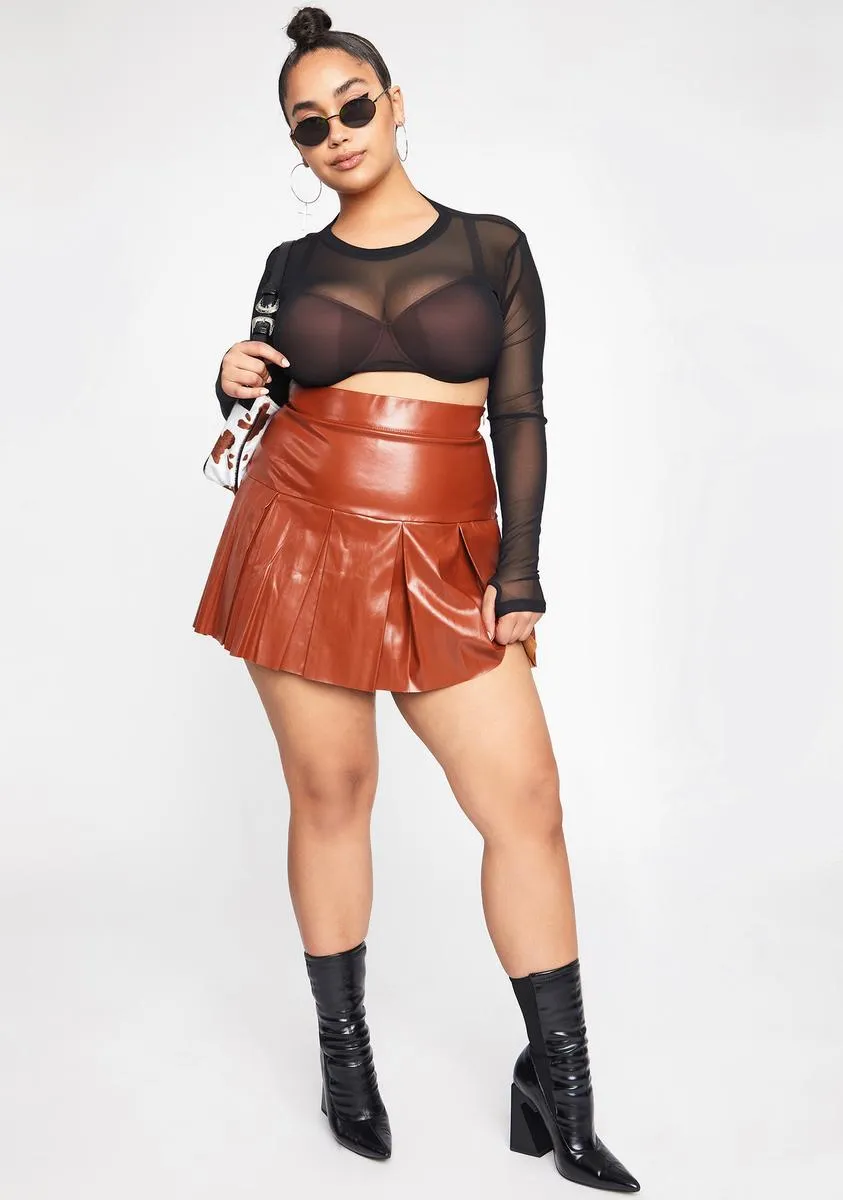 Mocha Wild Cheap Thrills Pleated Skirt