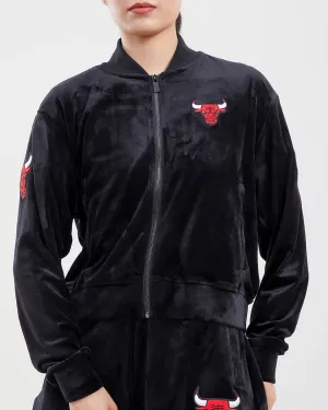 NBA CHICAGO BULLS CLASSIC WOMEN'S VELOUR FZ TRACK JACKET (BLACK)