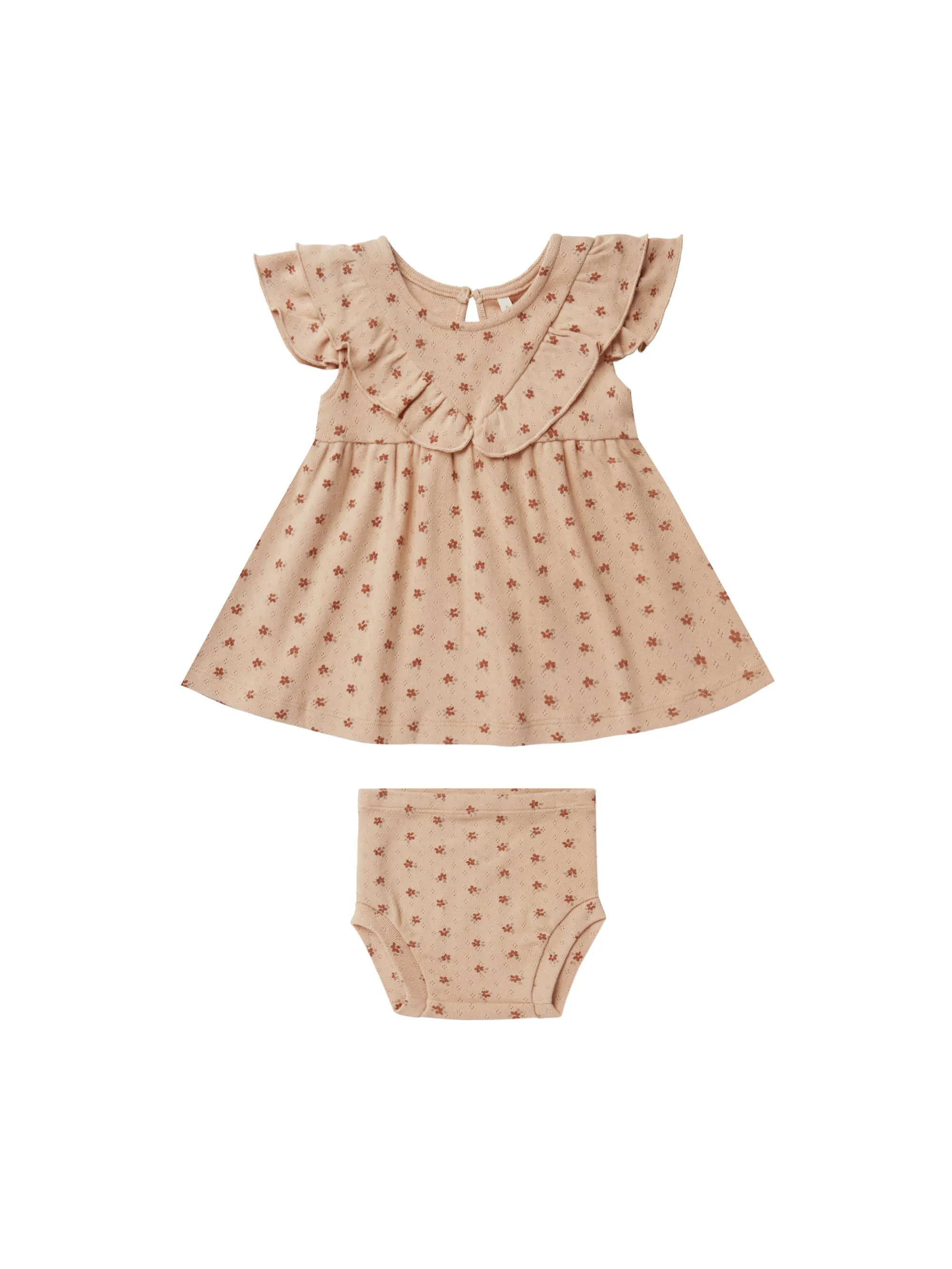 Quincy Mae Pointelle Ruffle Dress Set | Blush Ditsy