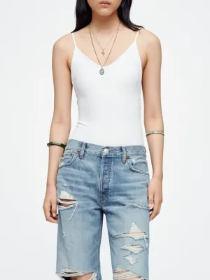 RE/DONE Spaghetti Strap Bodysuit White