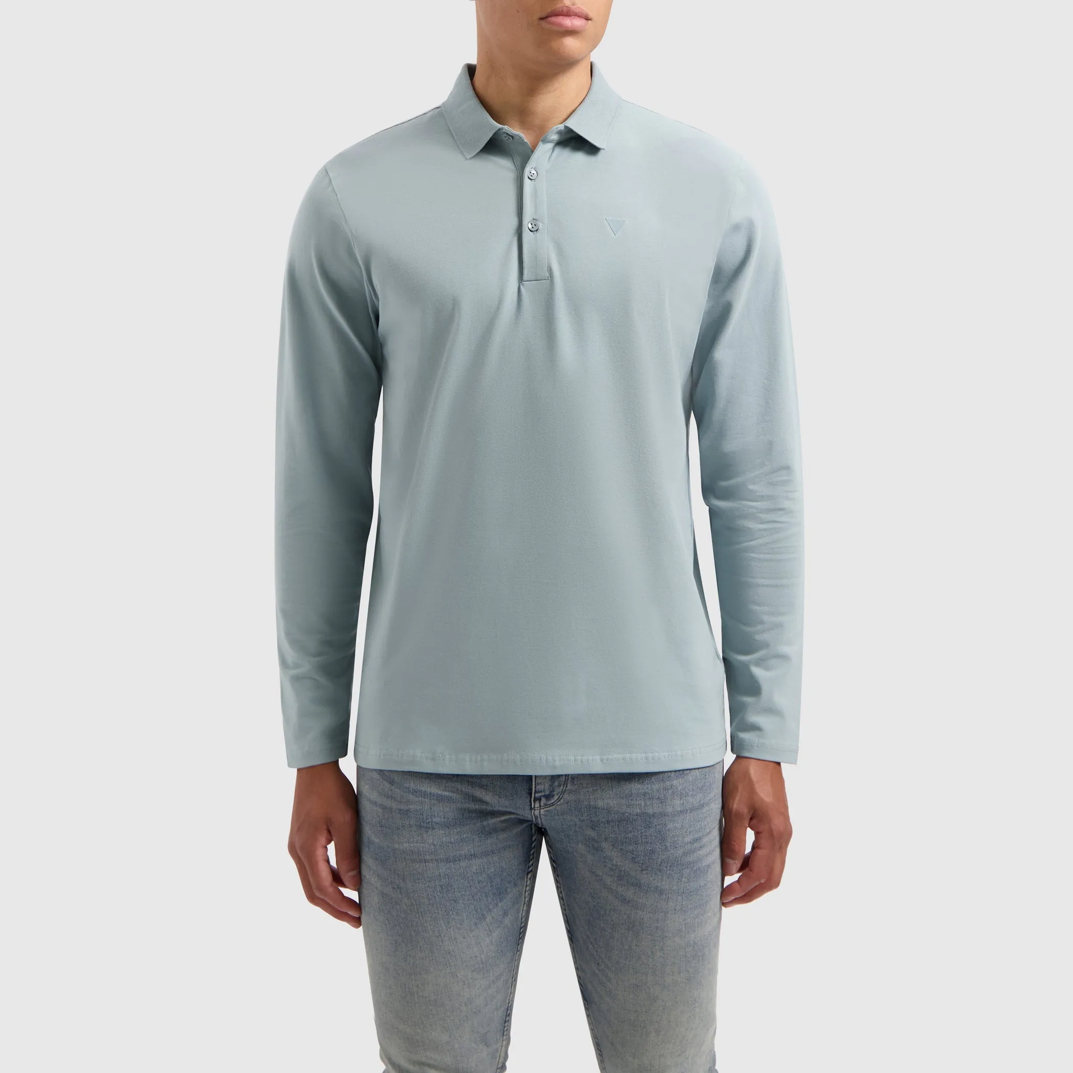 Triangle Longe Sleeve Polo | Blue Grey