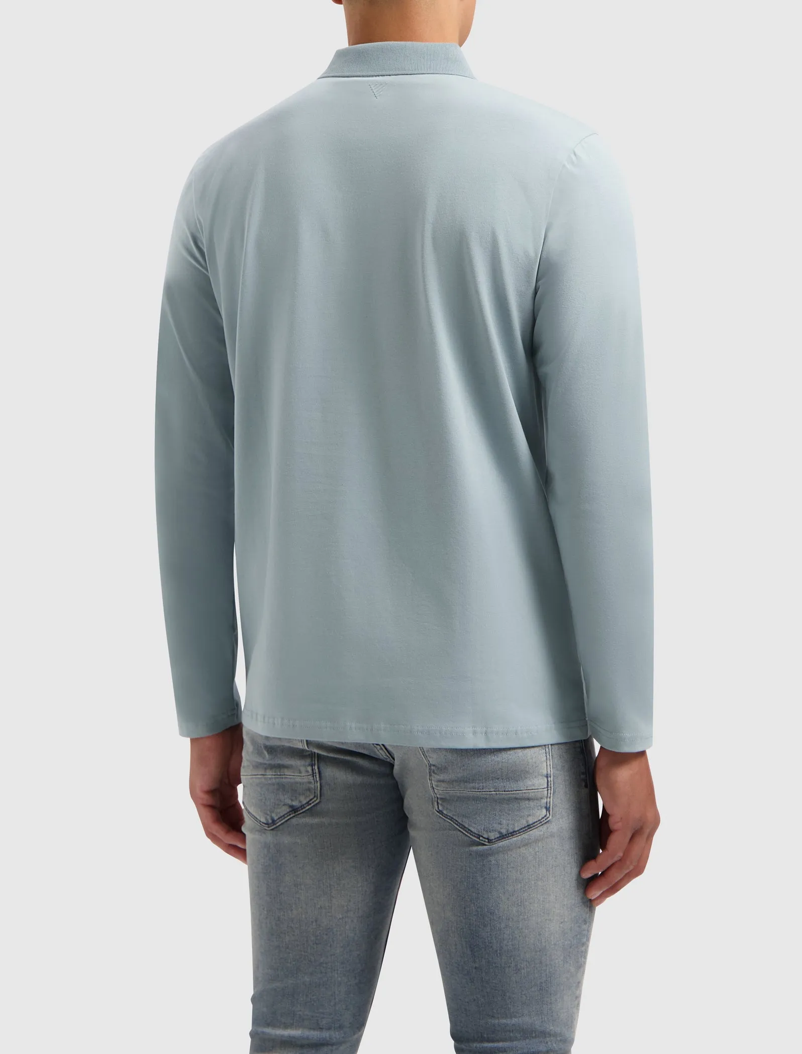 Triangle Longe Sleeve Polo | Blue Grey