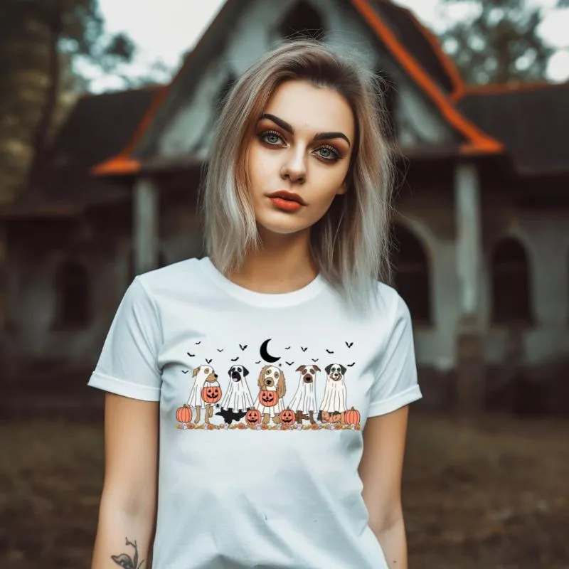 Trick Or Treat Ghost Dogs Graphic Tee