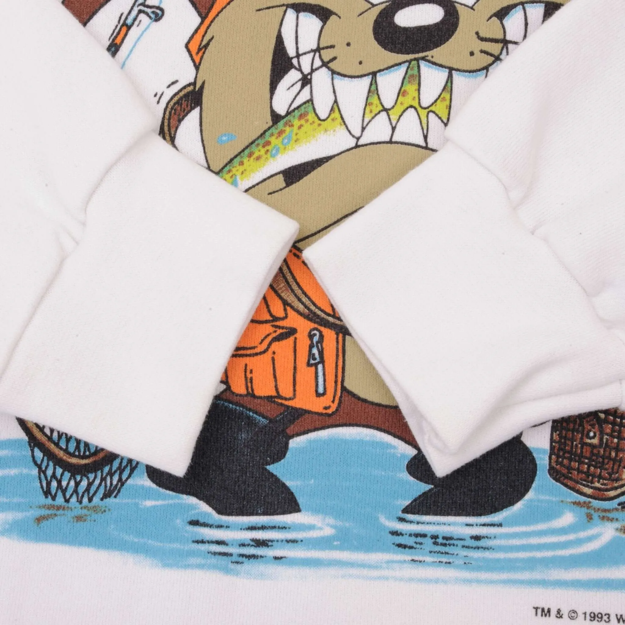 VINTAGE LOONEY TUNES TAZ FISHING SWEATSHIRT 1993 SIZE XL